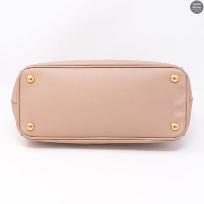 Saffiano Leather Double Zip Dusty Pink