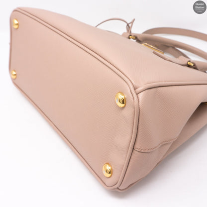 Saffiano Leather Double Zip Dusty Pink