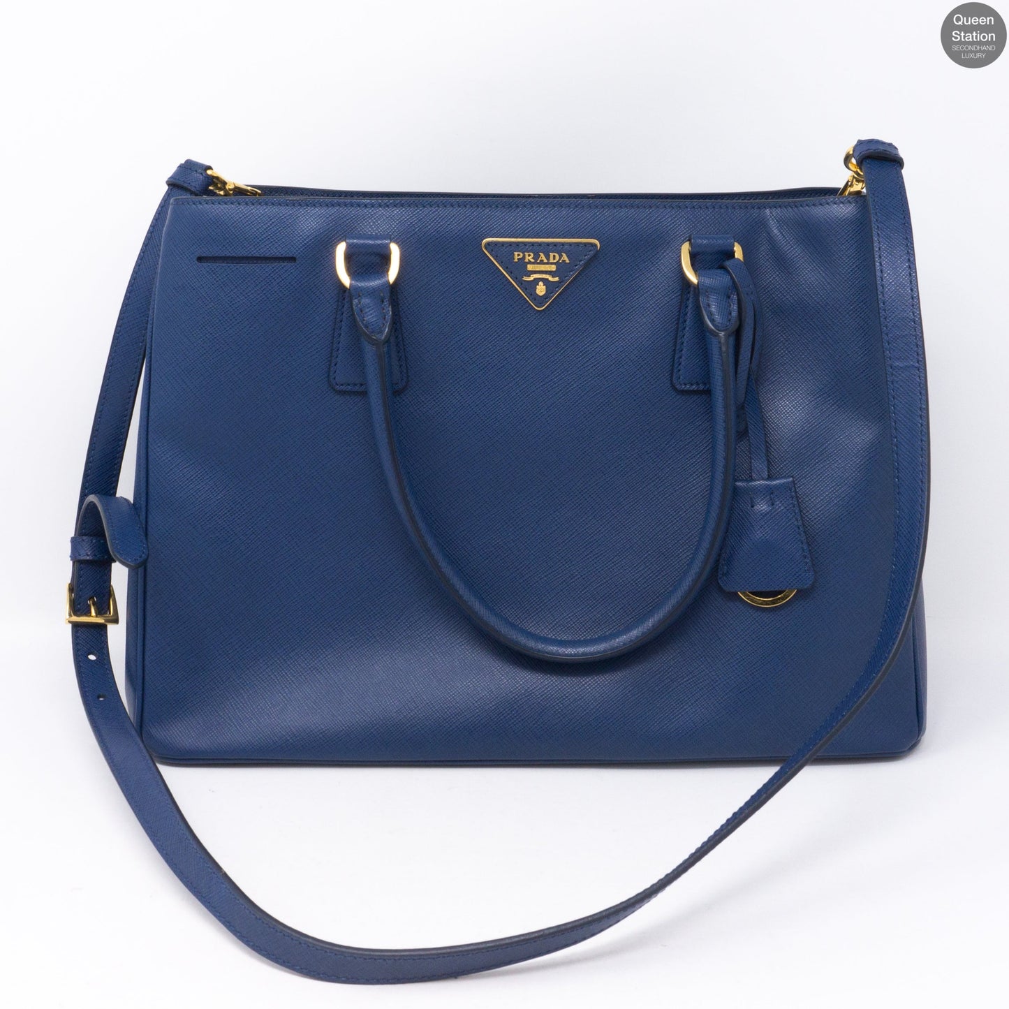 Saffiano Leather Single Zip Blue