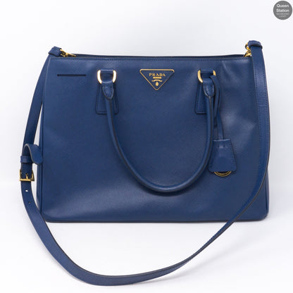 Saffiano Leather Single Zip Blue