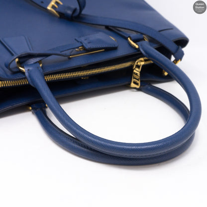 Saffiano Leather Single Zip Blue