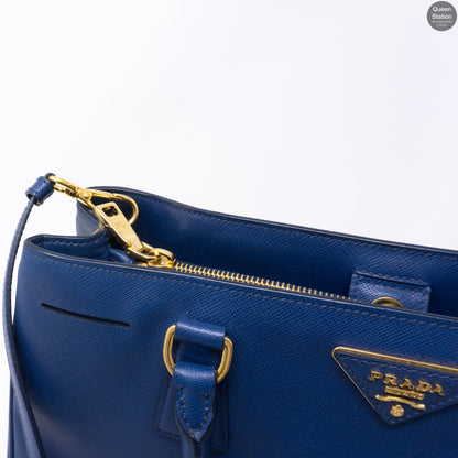 Saffiano Leather Single Zip Blue