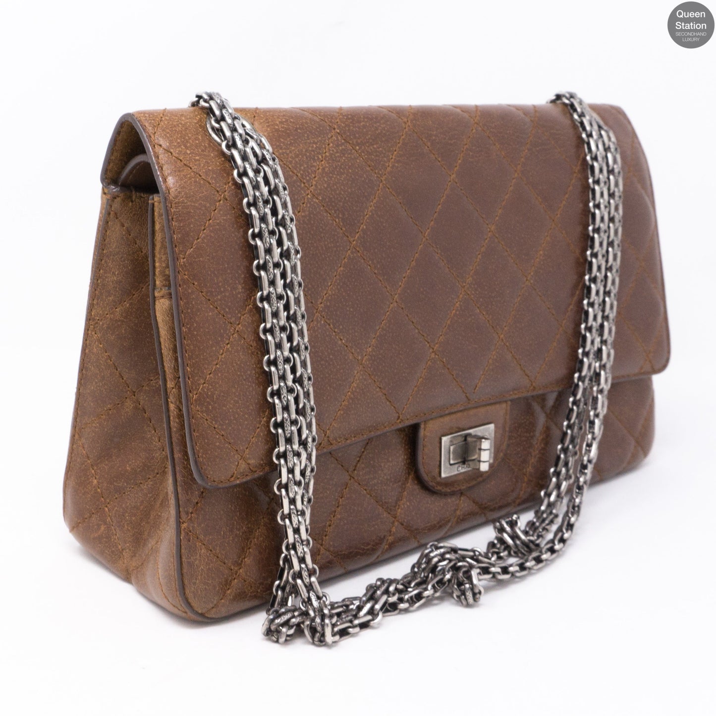 Reissue 2.55 226 Double Flap Bag Distressed Leather