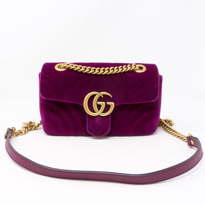 GG Marmont Flap Fuchsia Velvet Mini