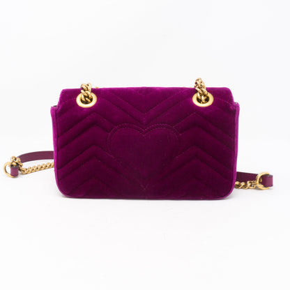 GG Marmont Flap Fuchsia Velvet Mini