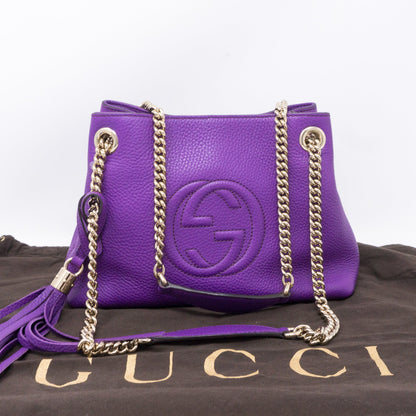 Soho Tassel Chain Small Purple Leather Bag
