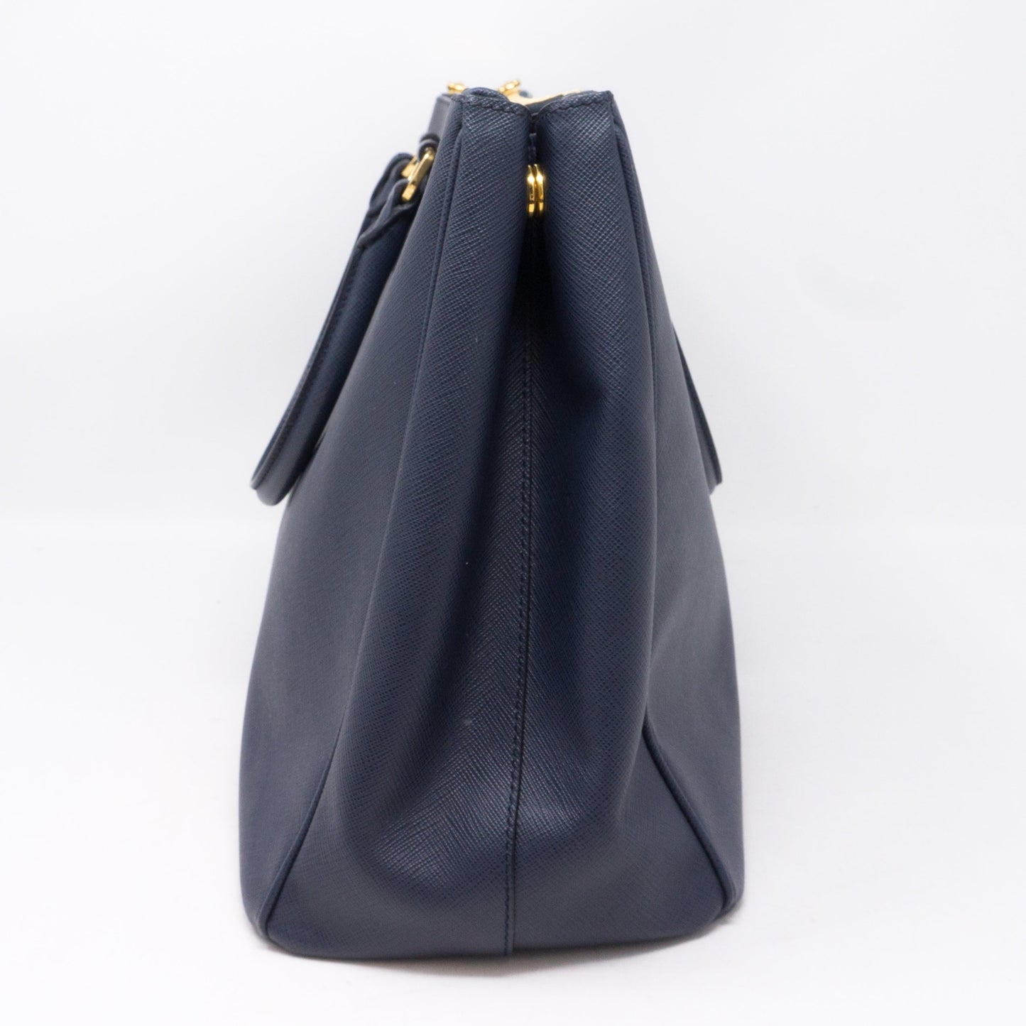 Saffiano Leather Double Zip Navy Blue