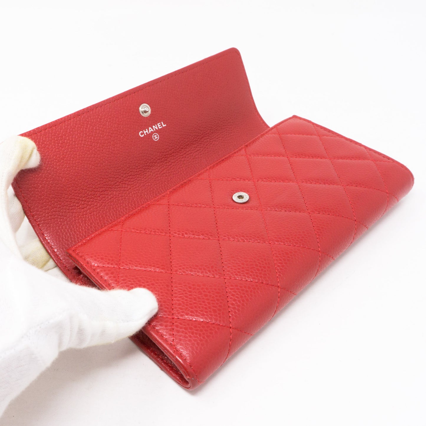 CC Long Flap Wallet Red Caviar