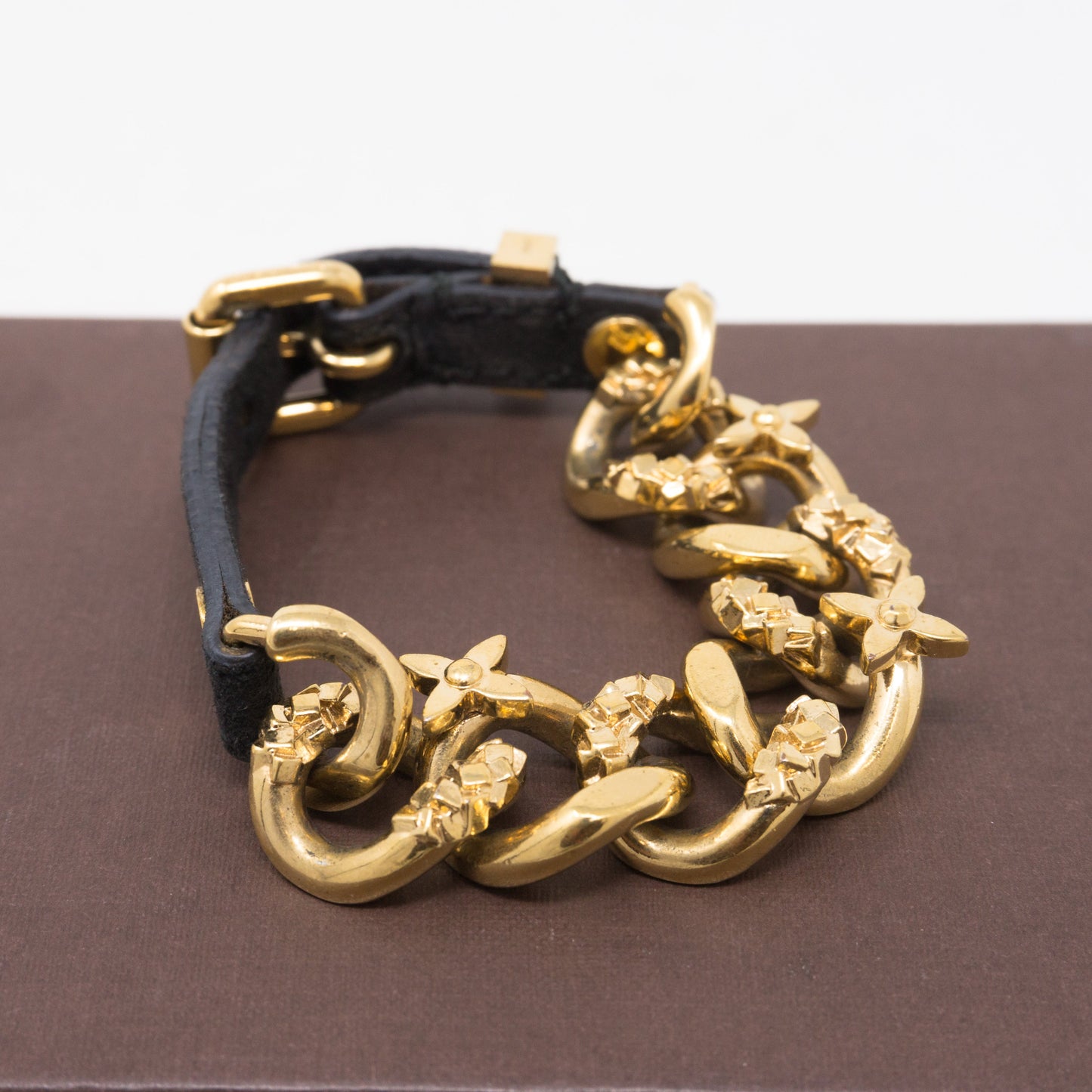 Louis-vuitton Monogram Chain Suede Bracelet