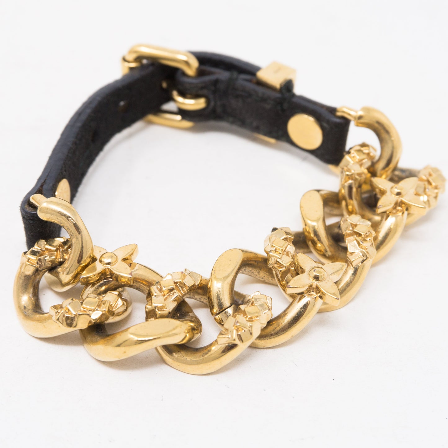 Louis-vuitton Monogram Chain Suede Bracelet