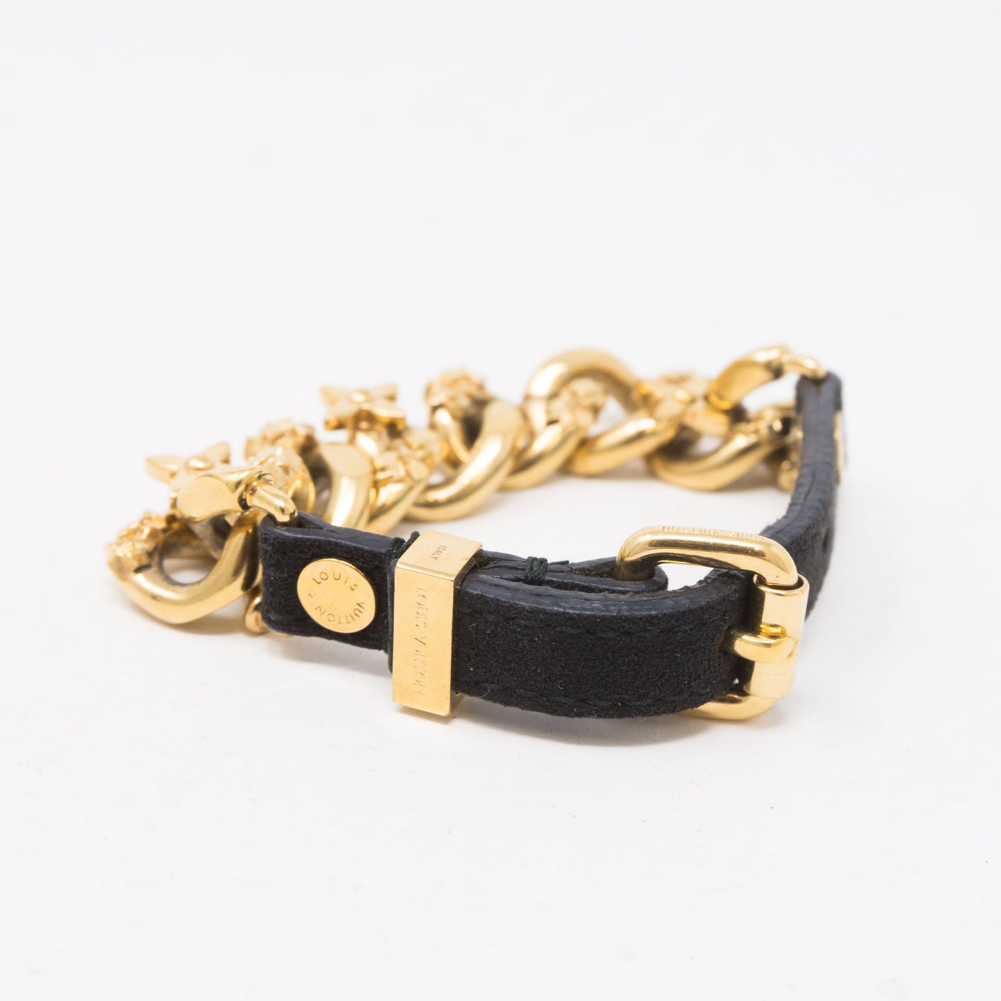 Louis-vuitton Monogram Chain Suede Bracelet