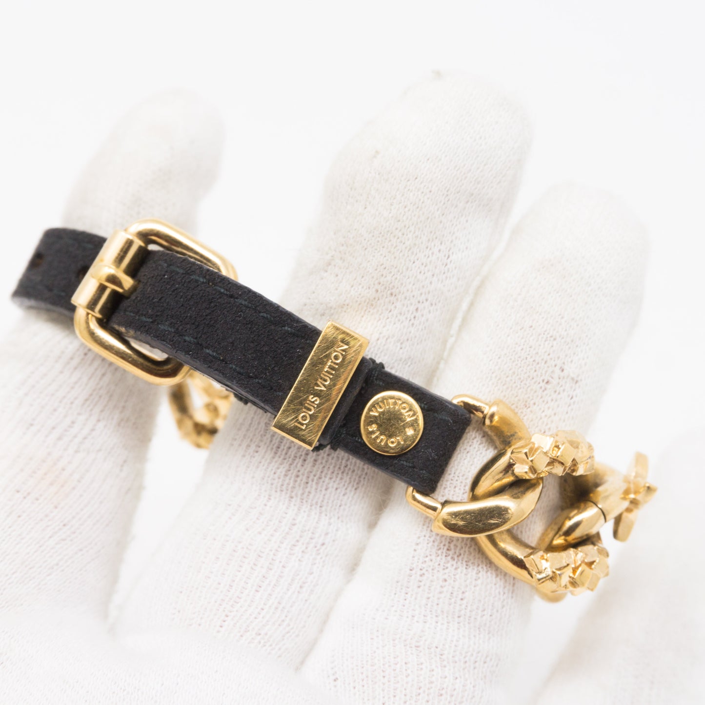 Louis-vuitton Monogram Chain Suede Bracelet