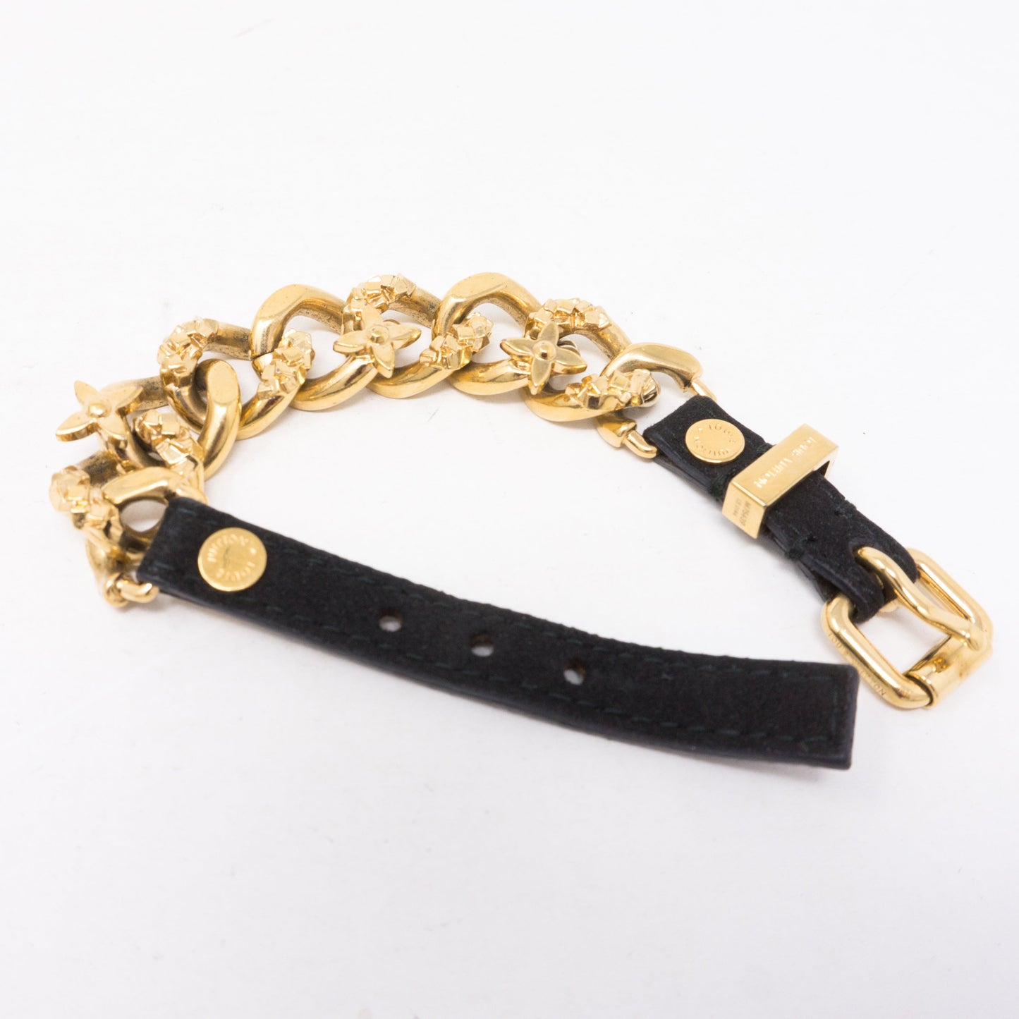 Louis-vuitton Monogram Chain Suede Bracelet