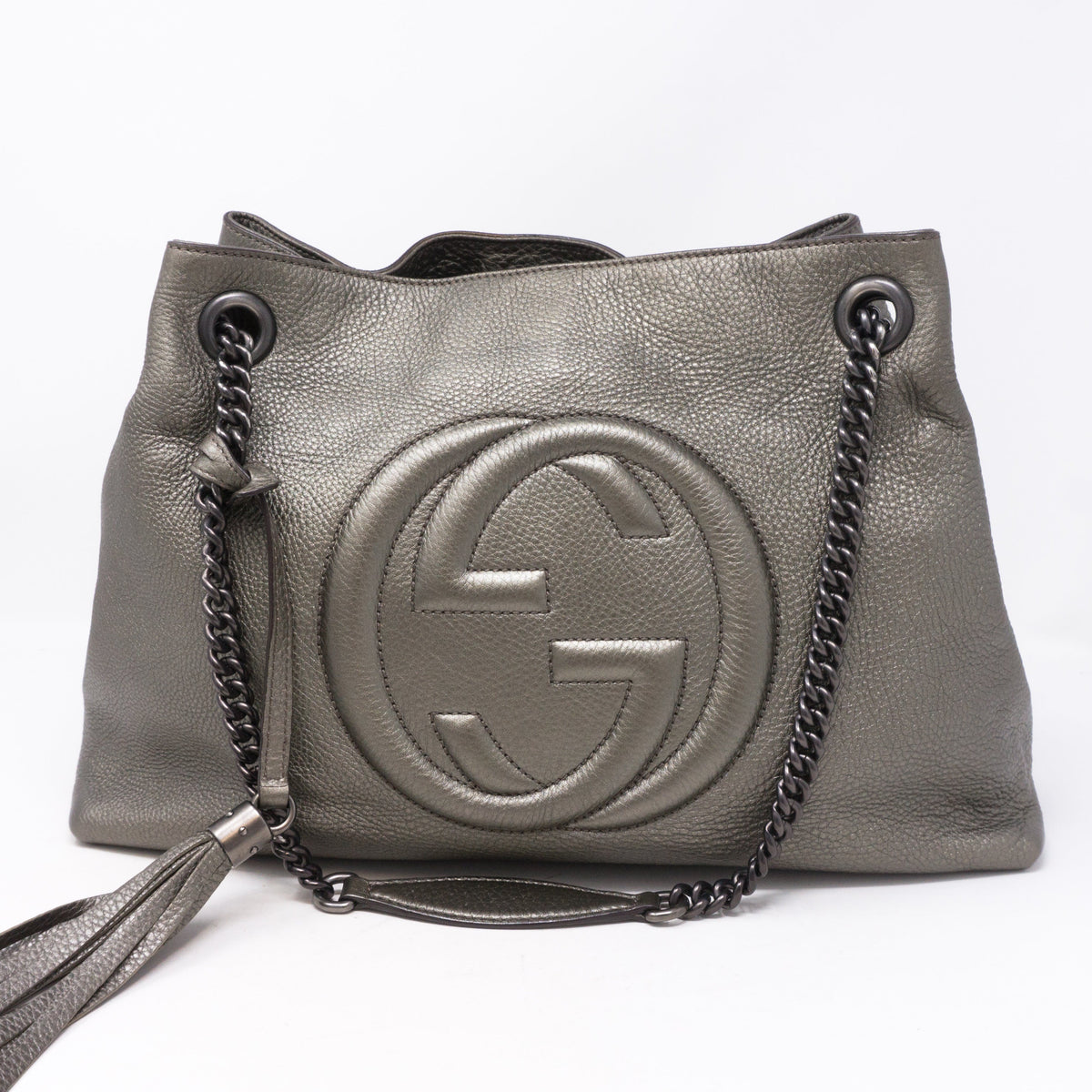 Soho Tassel Chain Pewter Leather Bag