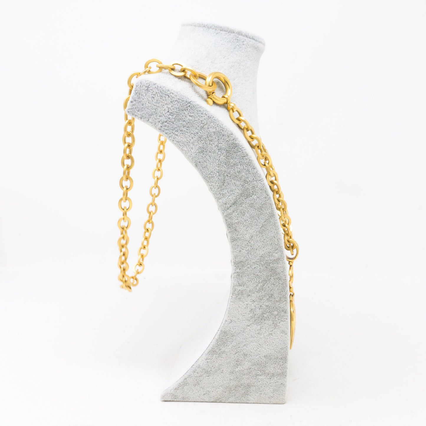 Gold Heart Mirror CC Pendant Necklace