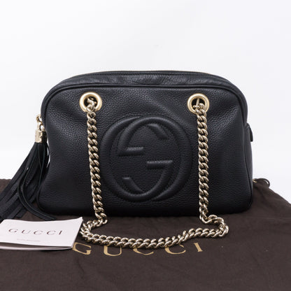 Soho Double Chain Black Leather