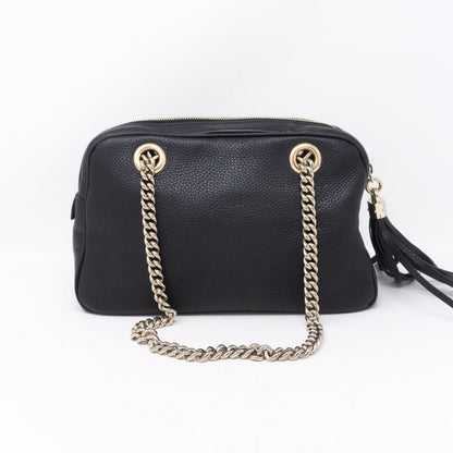 Soho Double Chain Black Leather