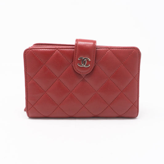 CC Bifold Quilted Red Leather Wallet