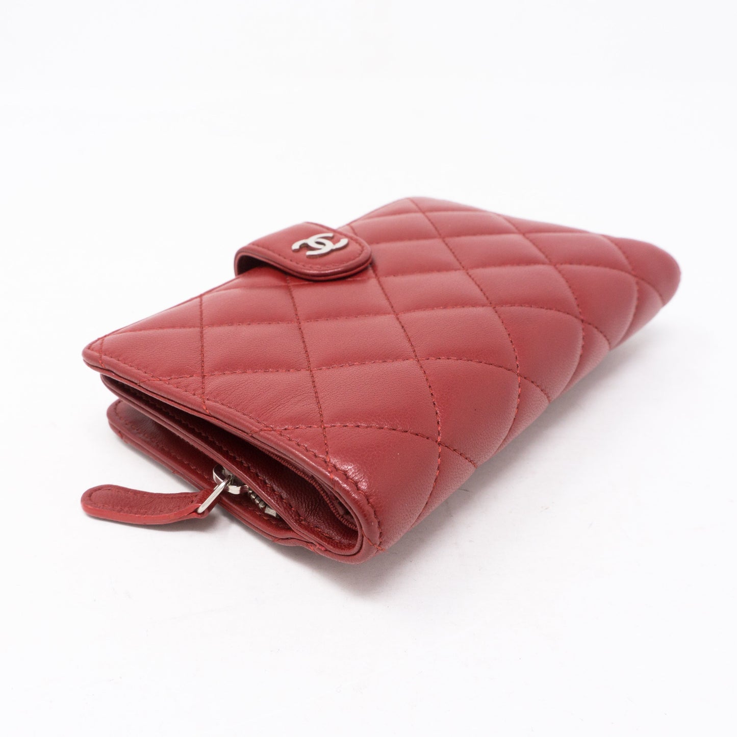 CC Bifold Quilted Red Leather Wallet