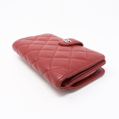 CC Bifold Quilted Red Leather Wallet