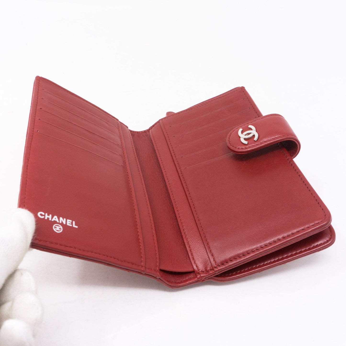 CC Bifold Quilted Red Leather Wallet