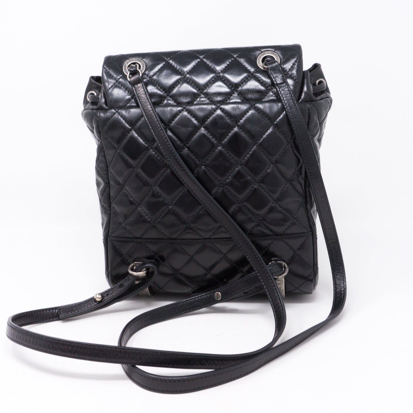 Mountain Backpack Quilted Black Glazed Leather
