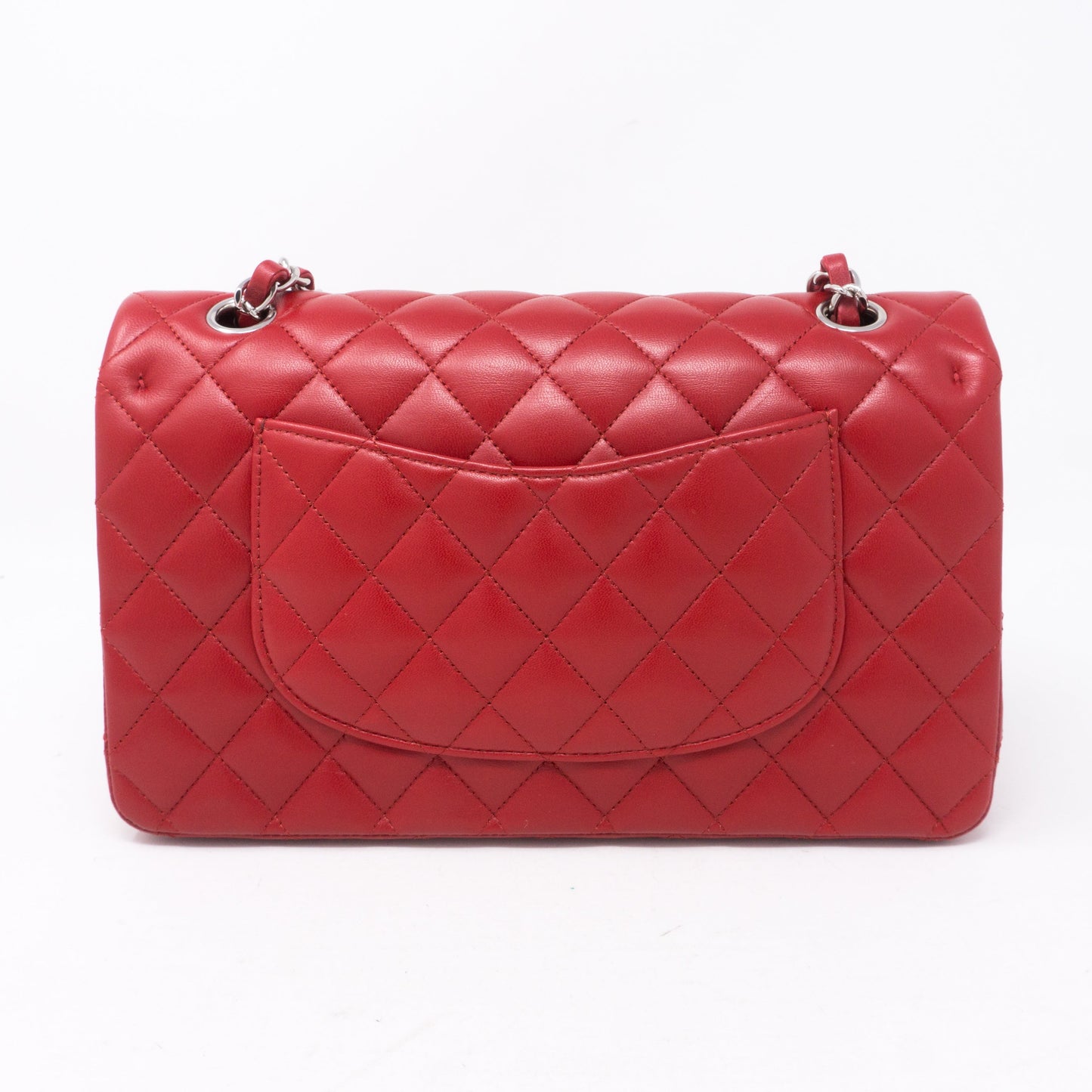 Classic Double Flap Medium Red Silver