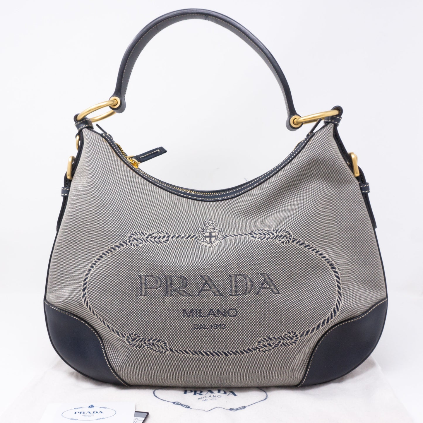 Blue Jacquard Hobo Bag