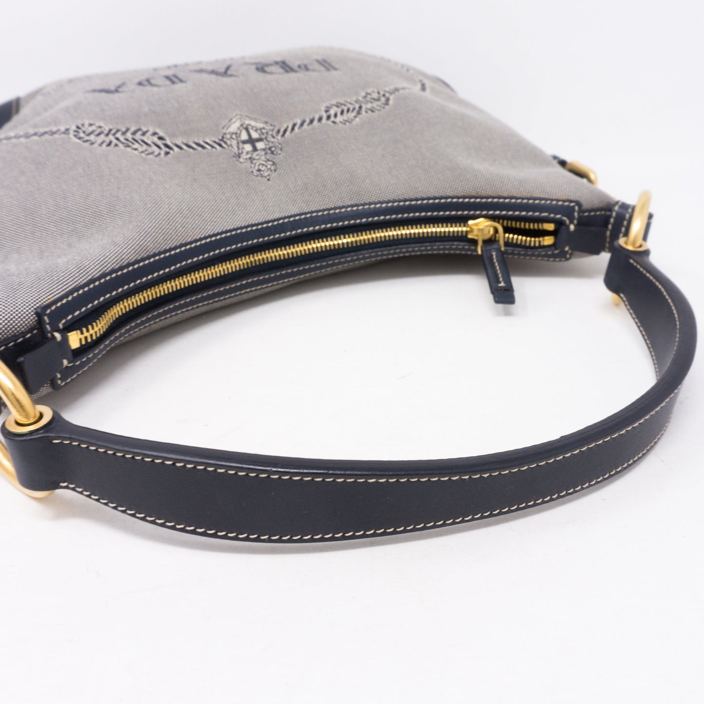 Blue Jacquard Hobo Bag