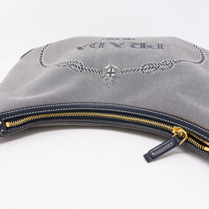 Blue Jacquard Hobo Bag