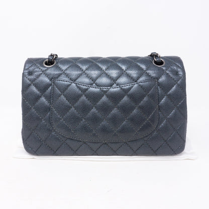Classic Double Flap Medium Metallic Gray Silver