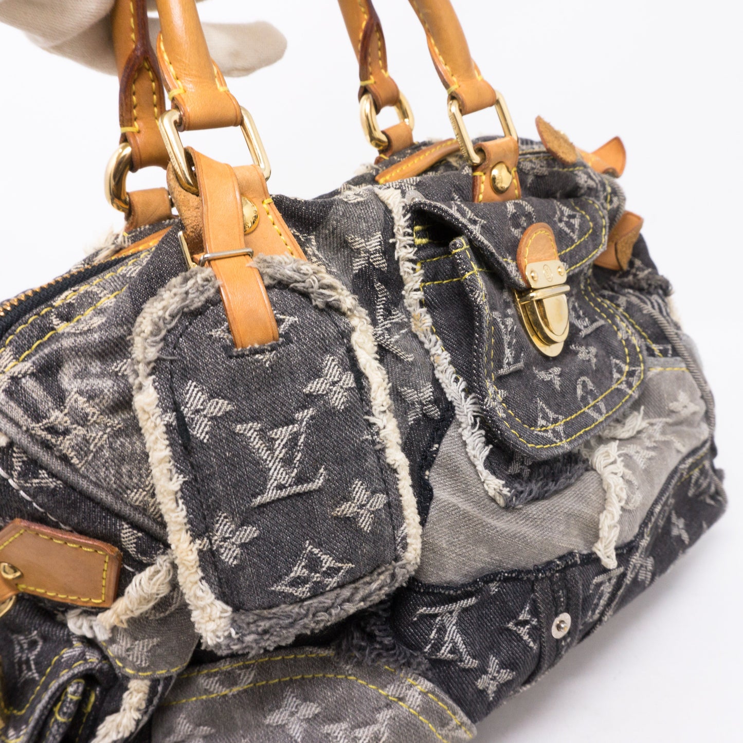 Louis-vuitton Patchwork Speedy Gray Denim Monogram