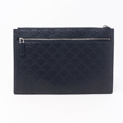 Portfolio Pouch Navy Blue Leather