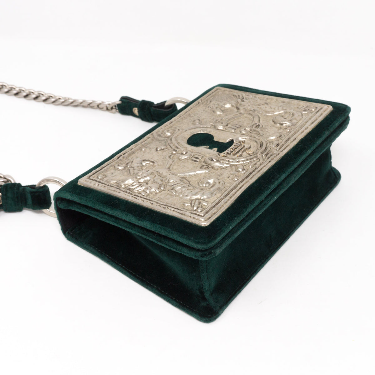 Cahier Small Lock Trunk Green Velvet
