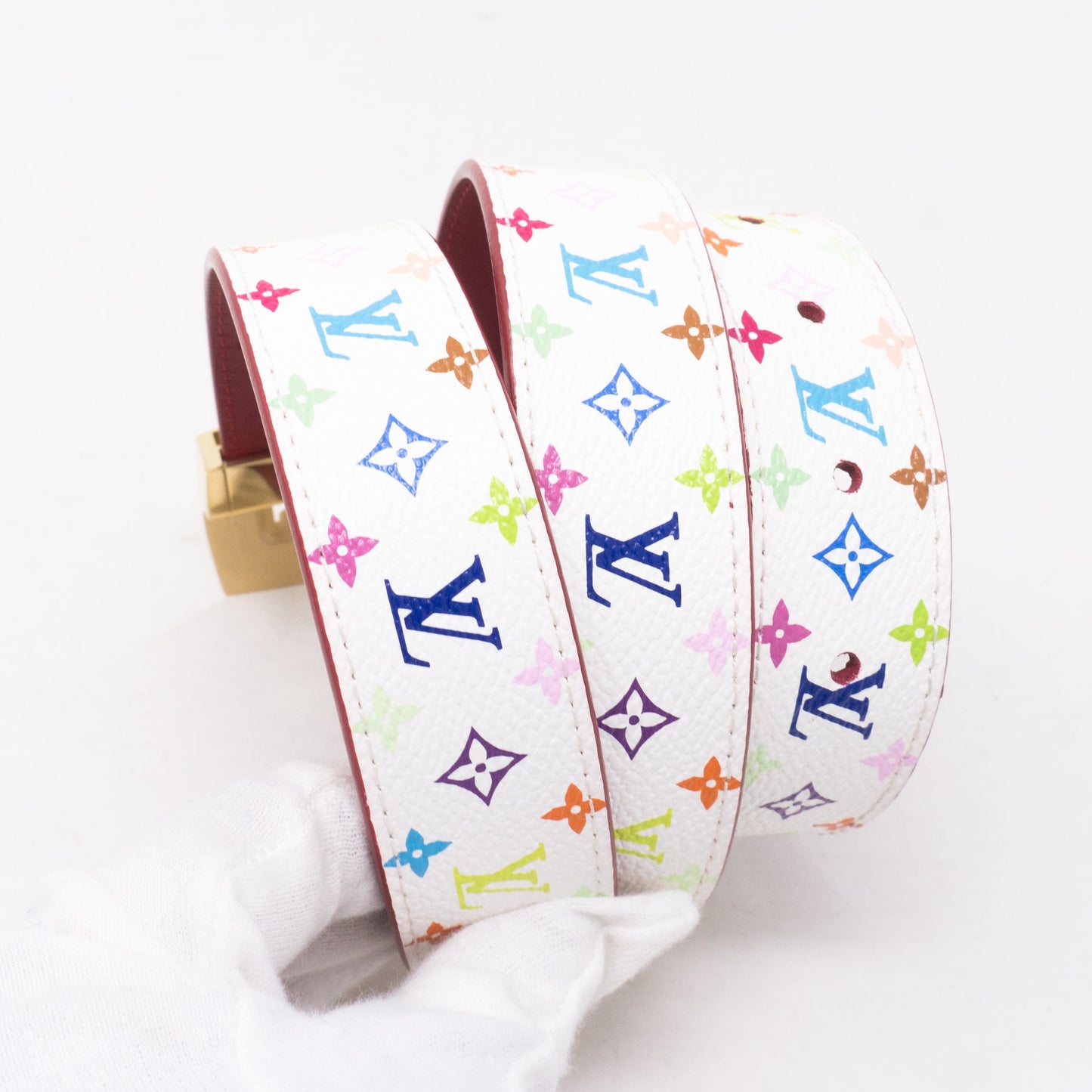 Louis-vuitton LV Cut Multicolore White Reversible Belt 85 cm