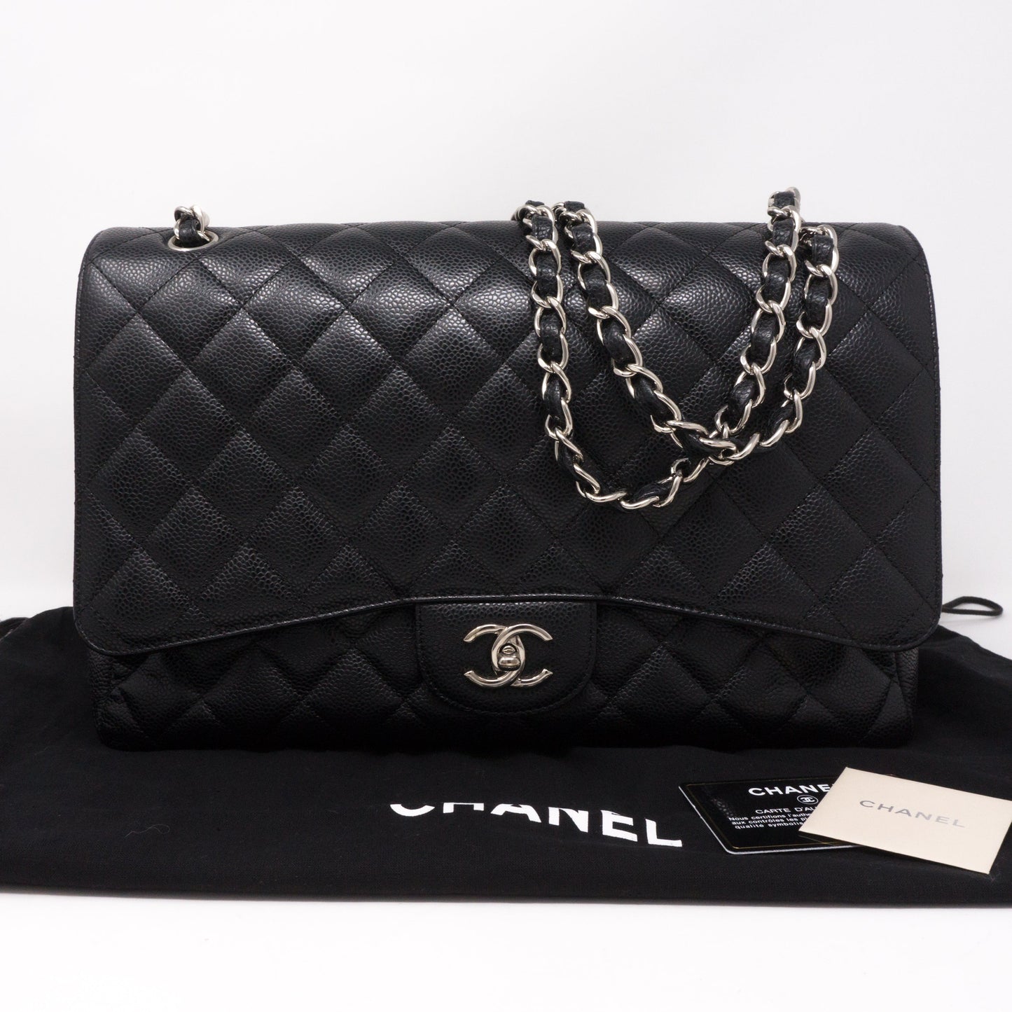 Classic Single Flap Maxi Black Caviar Leather