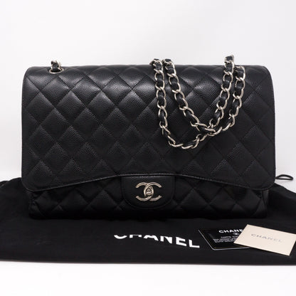 Classic Single Flap Maxi Black Caviar Leather