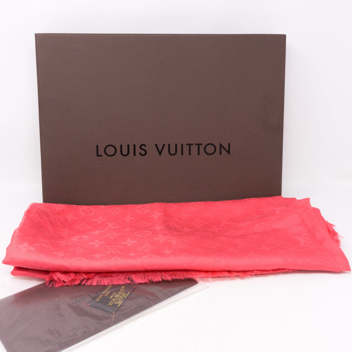 Louis-vuitton Monogram Silk Shawl Corail