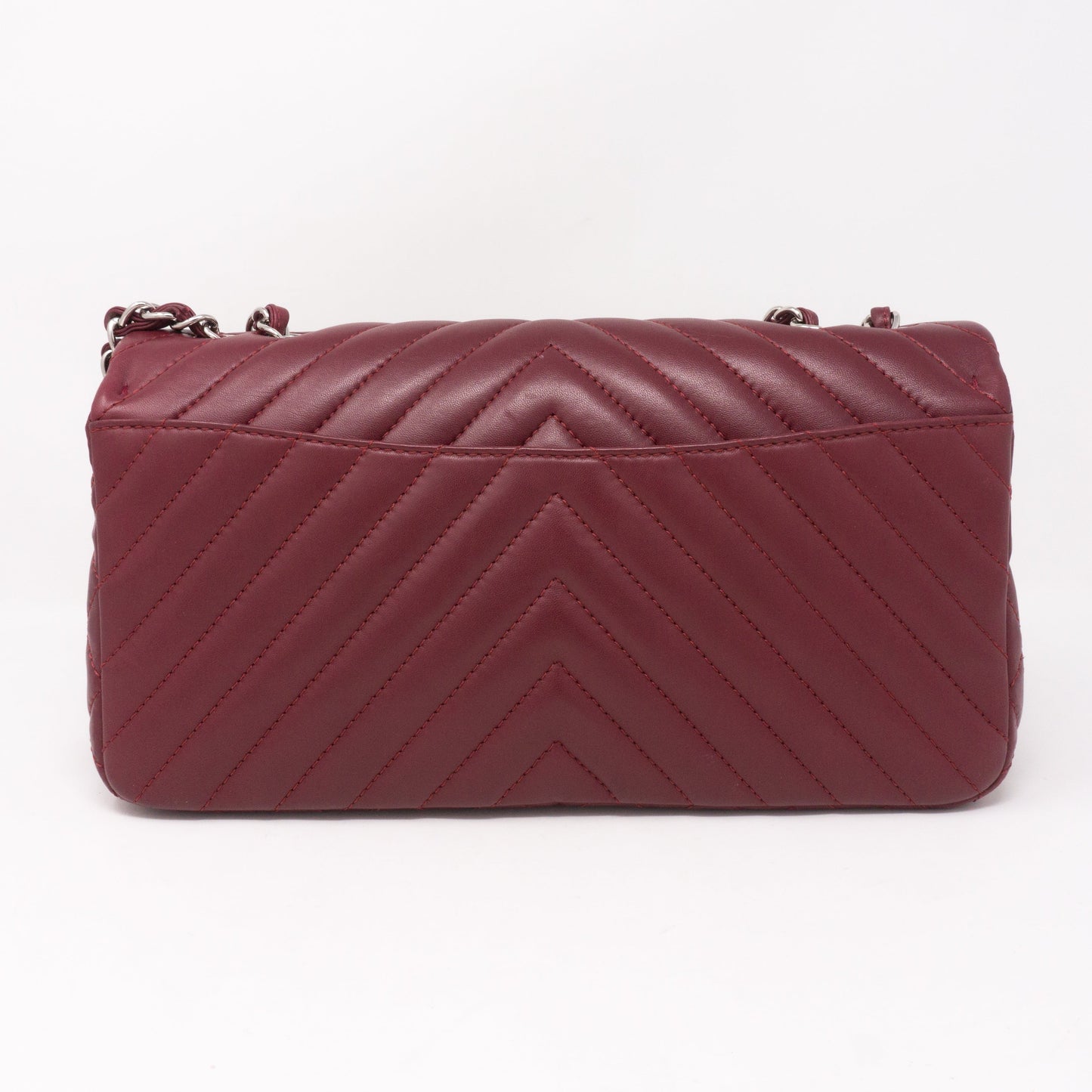 Chevron Single Flap Jumbo Red Lambskin