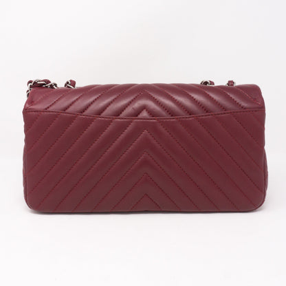 Chevron Single Flap Jumbo Red Lambskin