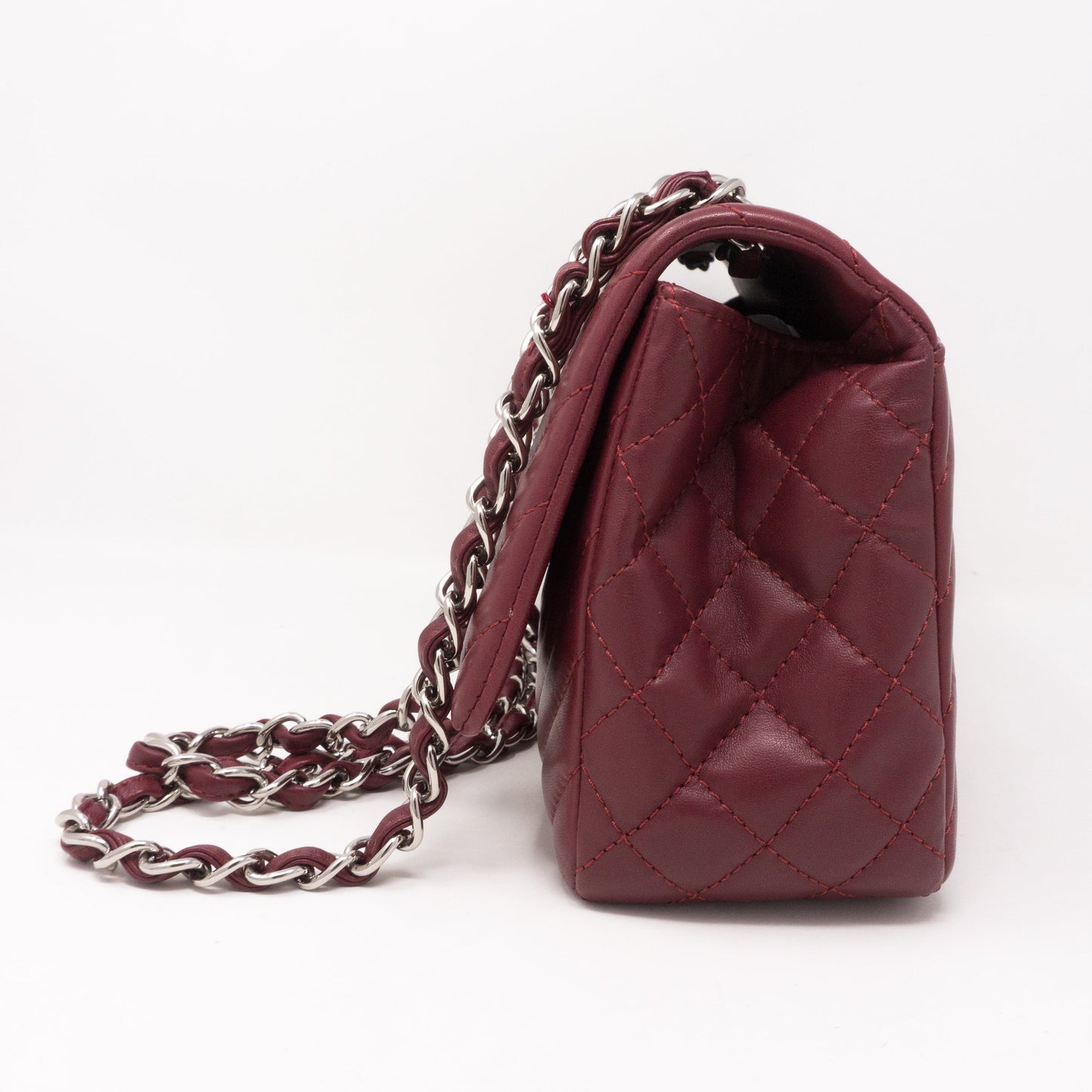 Chevron Single Flap Jumbo Red Lambskin
