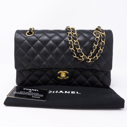 Classic Double Flap Medium Black Gold