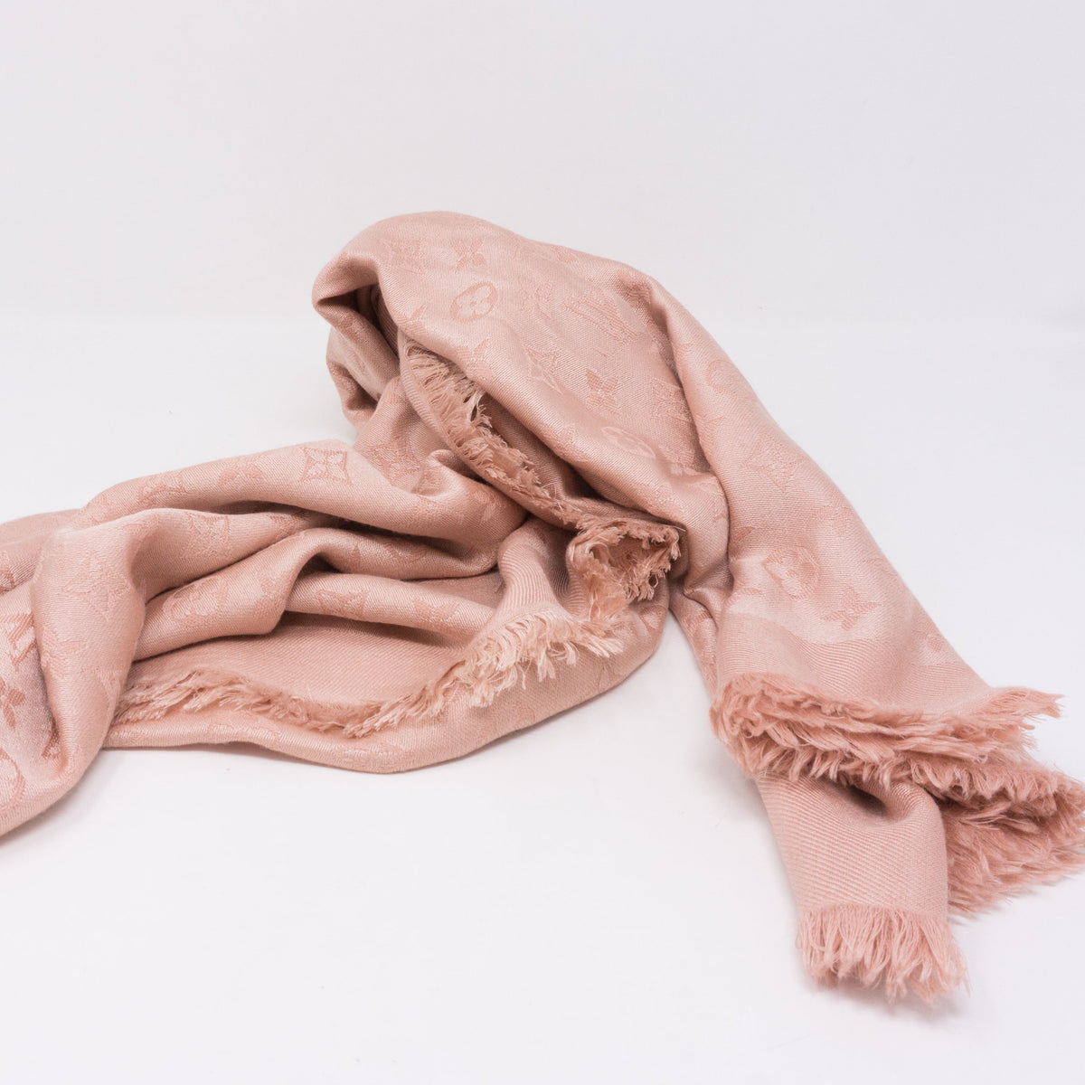 Louis-vuitton Nude Pink Monogram Denim Shawl