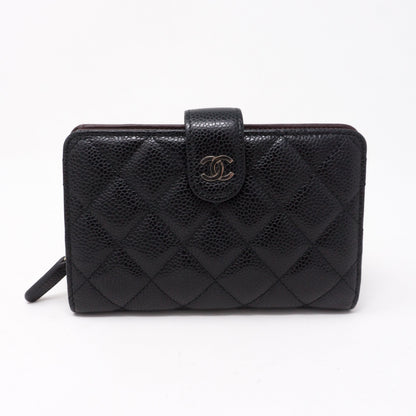 CC Bifold Quilted Black Caviar Wallet