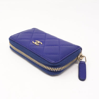 Zipped Coin Purse Blue Leather