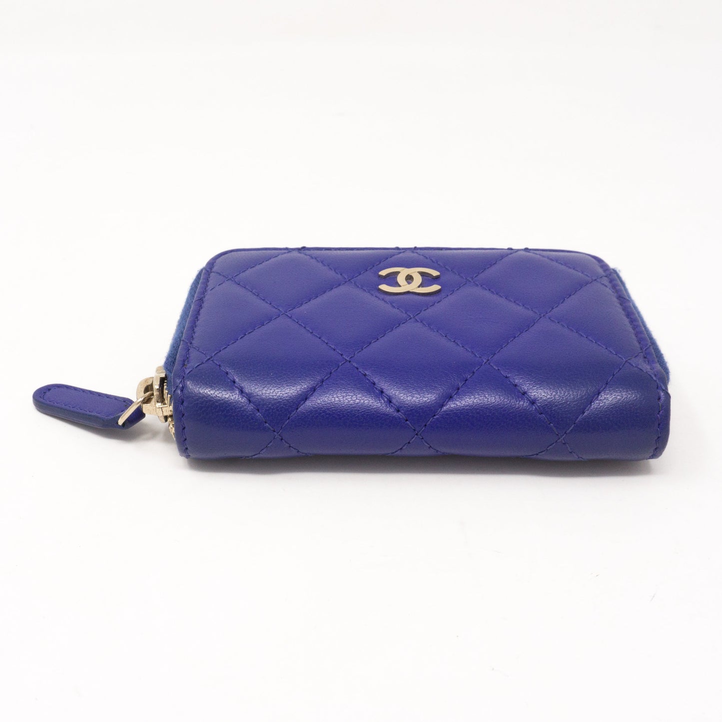 Zipped Coin Purse Blue Leather