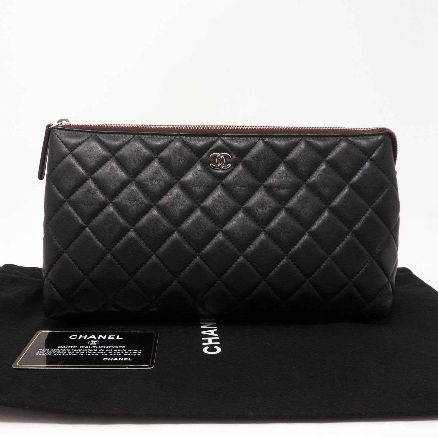 Quilted Toiletry Pouch Black Leather