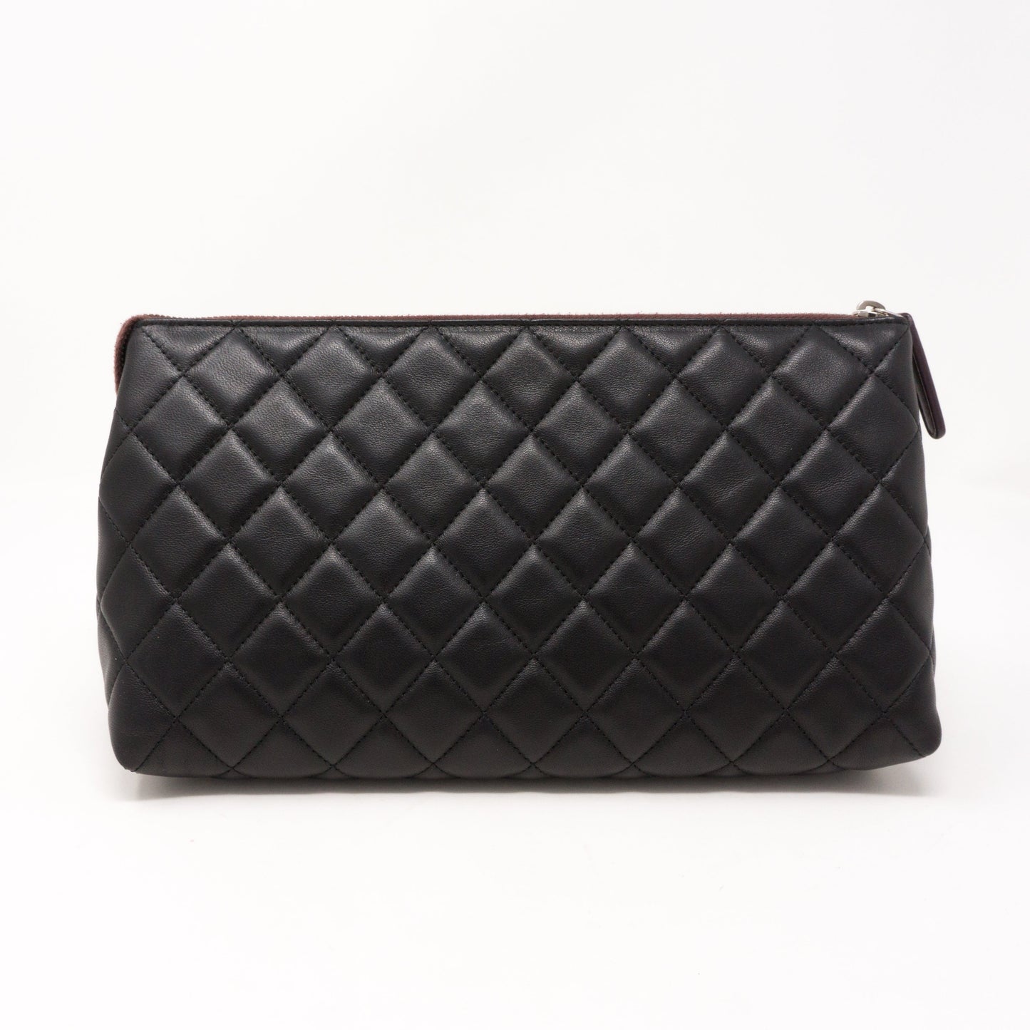 Quilted Toiletry Pouch Black Leather
