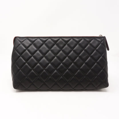 Quilted Toiletry Pouch Black Leather