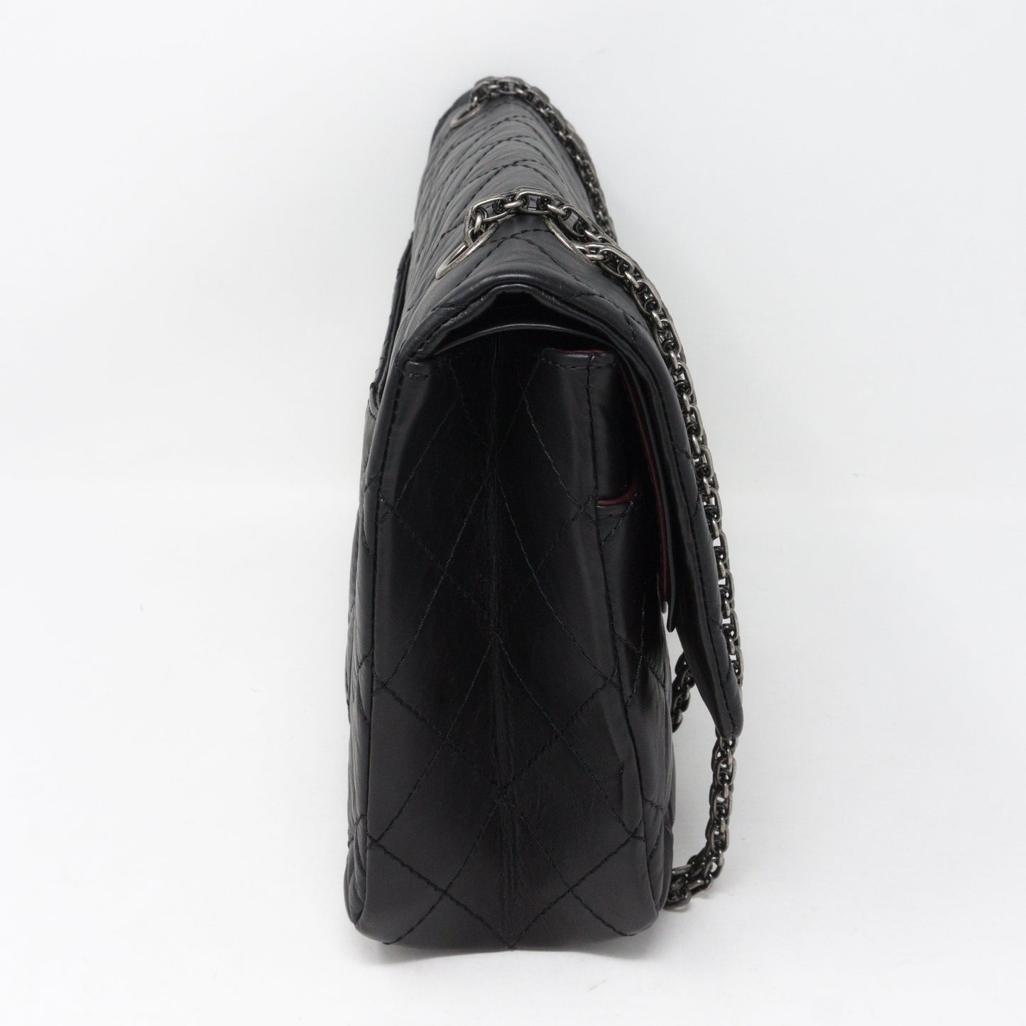 Reissue 2.55 227 Double Flap Bag Black Leather